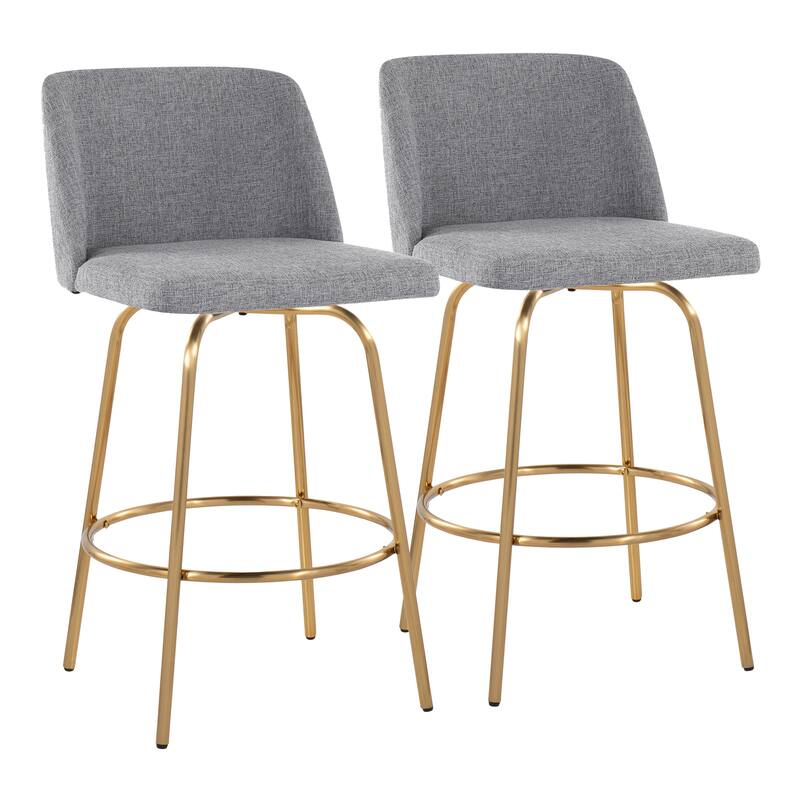 Silver Orchid Vallberga 26" Counter Stool with Gold Metal Base (Set of 2)