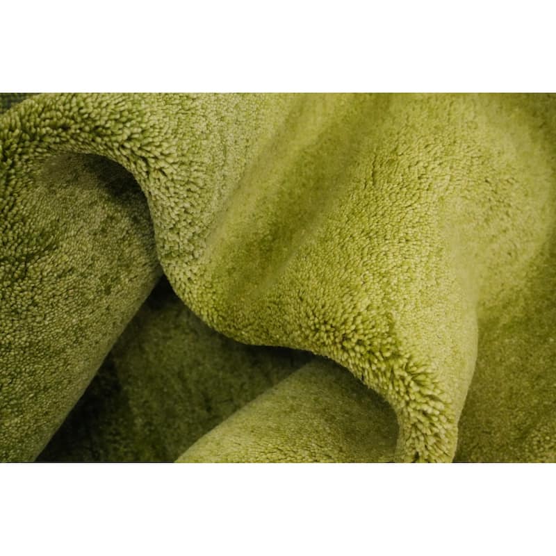 Hand Knotted Oriental 100% Wool Carpet Modern Stripe Green Gabbeh Area Rug - 6' 8'' X 4' 11''