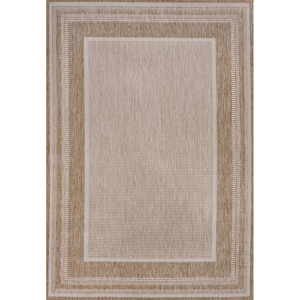 JONATHAN Y Dover Classic Casual Border Stripe Beige/Cream Indoor/Outdoor Area Rug
