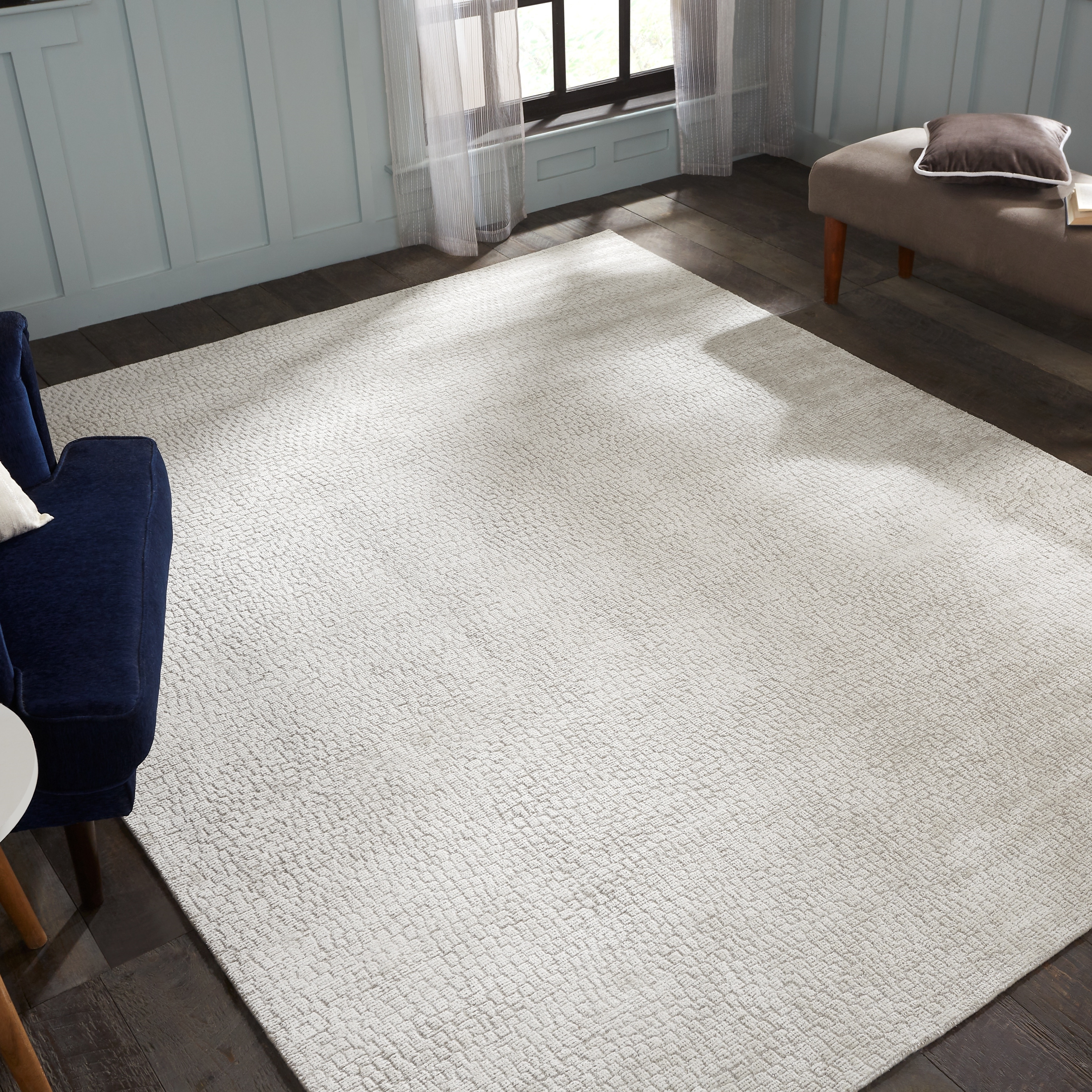 KALATY Handmade Mosaic Hand-loomed Solid Color Area Rug