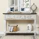 Farmhouse Distressed Wood and Metal 3-Drawer Console Table