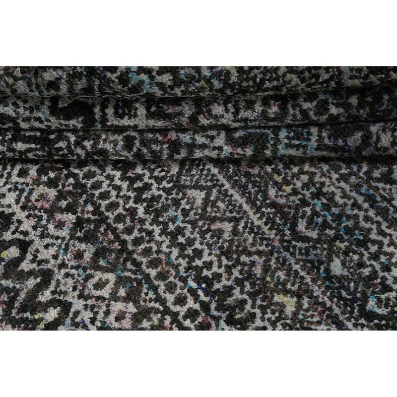 Chevron Abstract Jute/ Wool Oriental Living Room Area Rug Hand-knotted - 8'7" x 11'4"