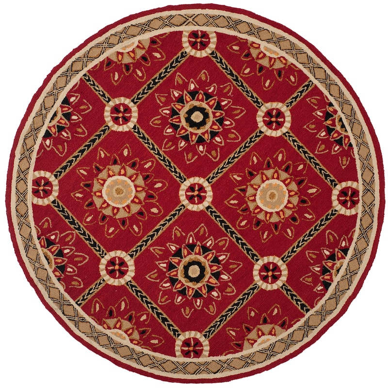 SAFAVIEH Handmade Easy Care Siiri Oriental Rug - 6' Round - Red/Natural
