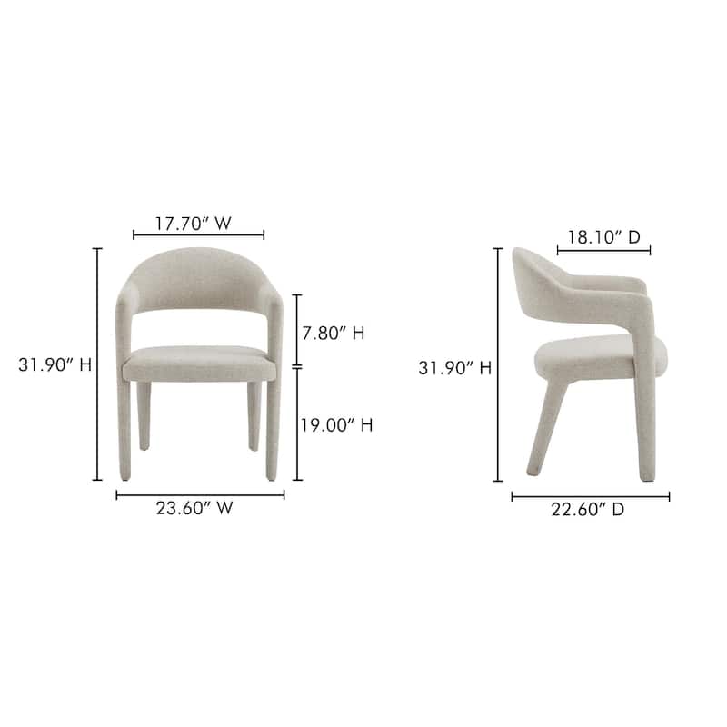 NADAAL STUDIOS Bryn, Upholstered Dining Chair With Open Barrel Back - 23.6"W x22.6"D x31.9"H