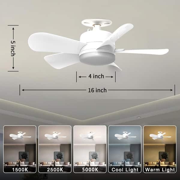 Generic Socket Fan Light – 16 Inch Ceiling Fan With Remote, 3 Speeds, Dimmable 3 CCT (3000K/4000K/5000K), E26 Base, Easy Install For Bedroom, Kitchen, Basement