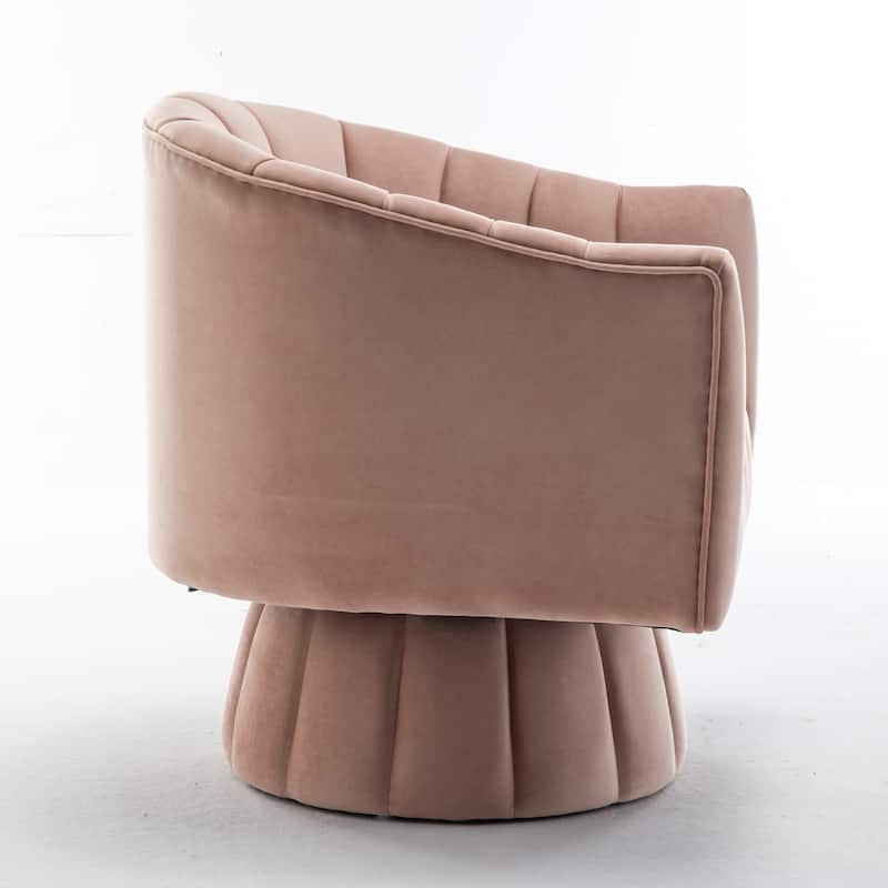 SEYNAR Modern Glam Velvet Upholstered Round Swivel Accent Arm Barrel Chair for Living Room