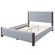 preview thumbnail 7 of 6, Modern Mid-Century Queen Size Upholstered Platform Bed Frame with Tufted Headboard and Solid Wood Legs, Grey