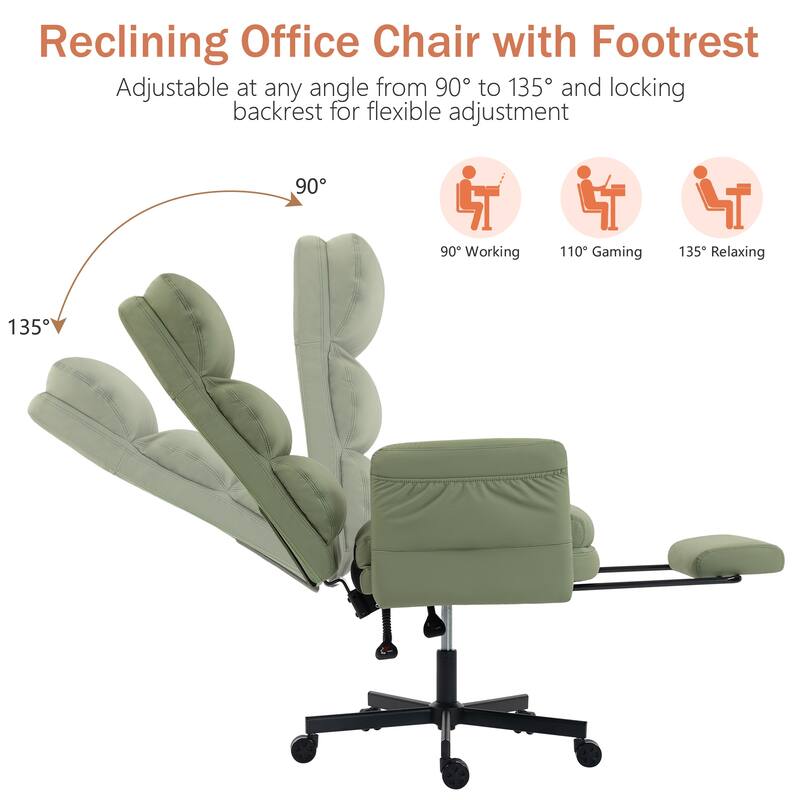 Cross-legged Office Chair with Flip-up Arms and Headrest, High-Back Ergonomic Executive Chair with Footrest and Side Pockets