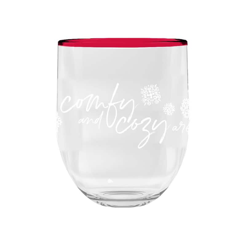 Abode Homewares Holiday Cozy Acrylic Stemless Wine Glass - Clear - 15 oz - Set of 6