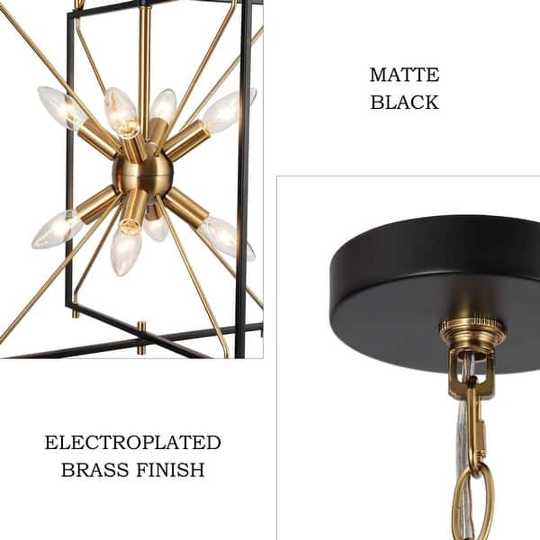 8-Light Geometric Chandelier - Black Gold Modern Lantern Pendant Light