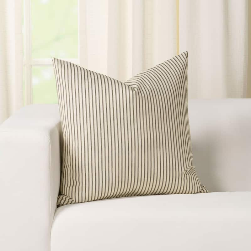 Ticking Stripe Farmhouse-style Throw Pillow - 16 x 16 - Black