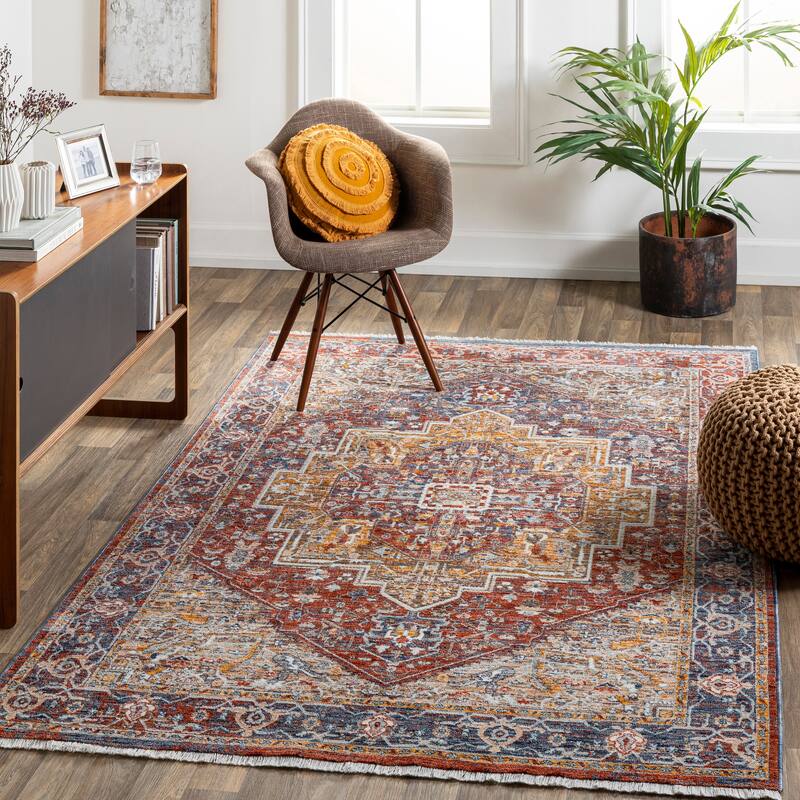 Livabliss Mesut Traditional Medallion Area Rug - Rust/Beige - 3' 2" x 10'