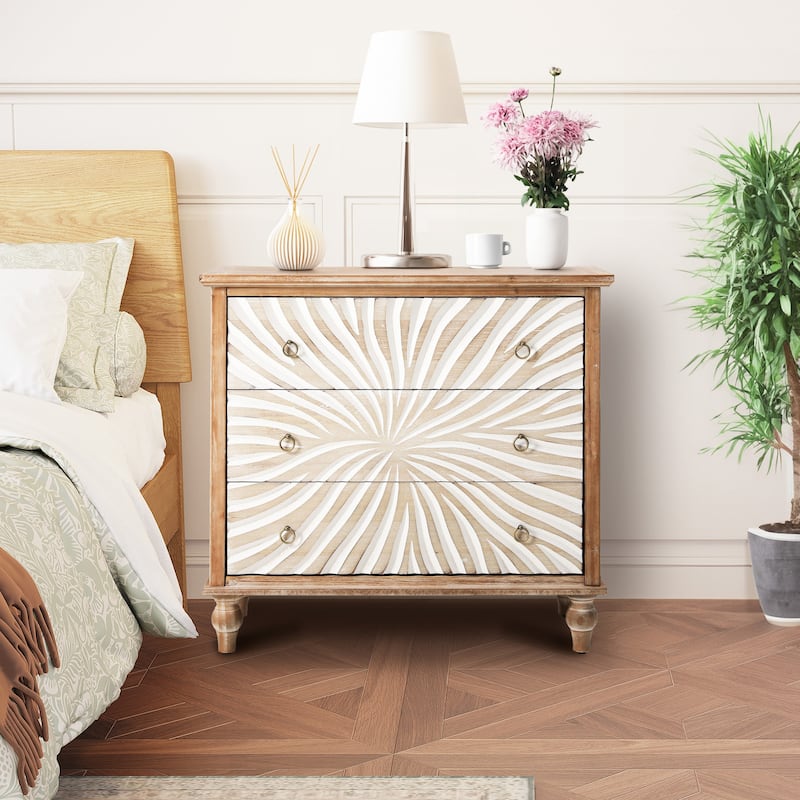 Vintage 3 Drawer Dresser, Wide 3 Chest of Drawers