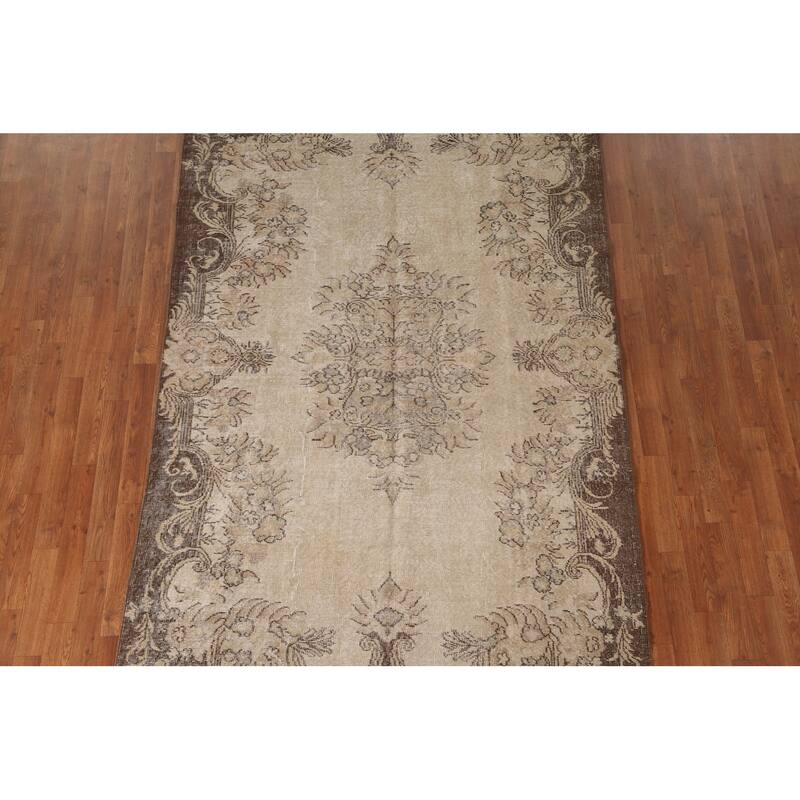 Distressed Sparta Turkish Vintage Rug Handmade Wool Carpet - 5'6"x 9'1"