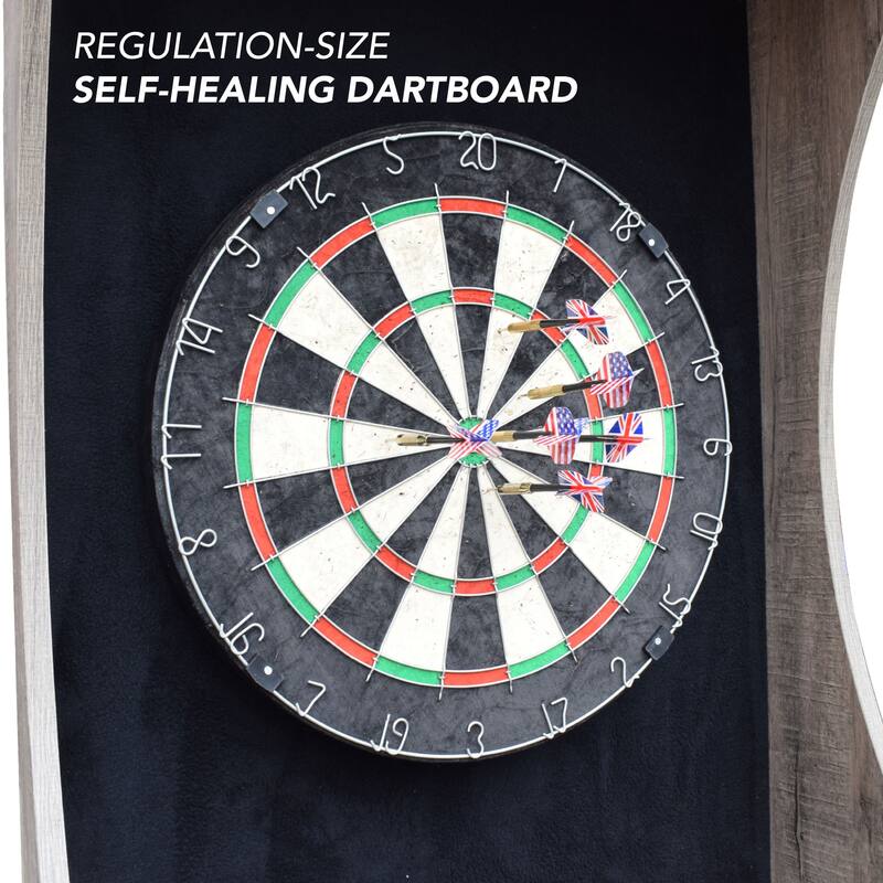 Hathaway Westwood Bristle Dartboard and 84-in Free-Standing Cabinet - Rustic Gray