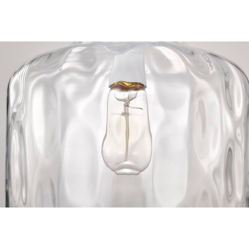 Clear Dimpled Cylindrical Glass Pendant Ceiling Light - 12in