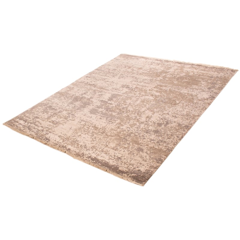 ECARPETGALLERY Hand-knotted Alma Light Grey Silk Rug - 8'0 x 10'0