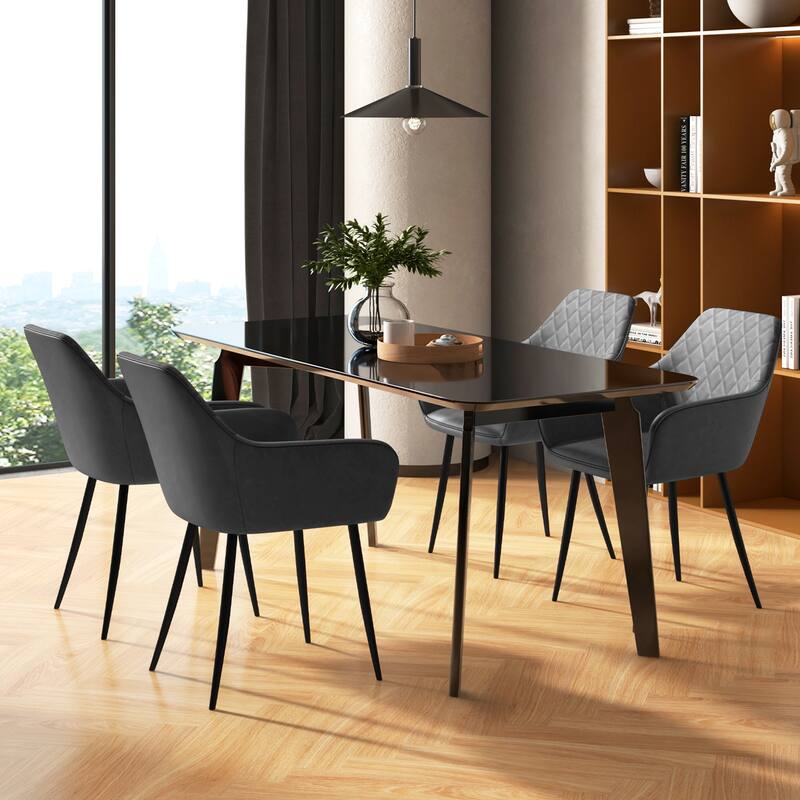 Gymax Leisure Dining Chair Set of 2 Upholstered Accent Chairs w/