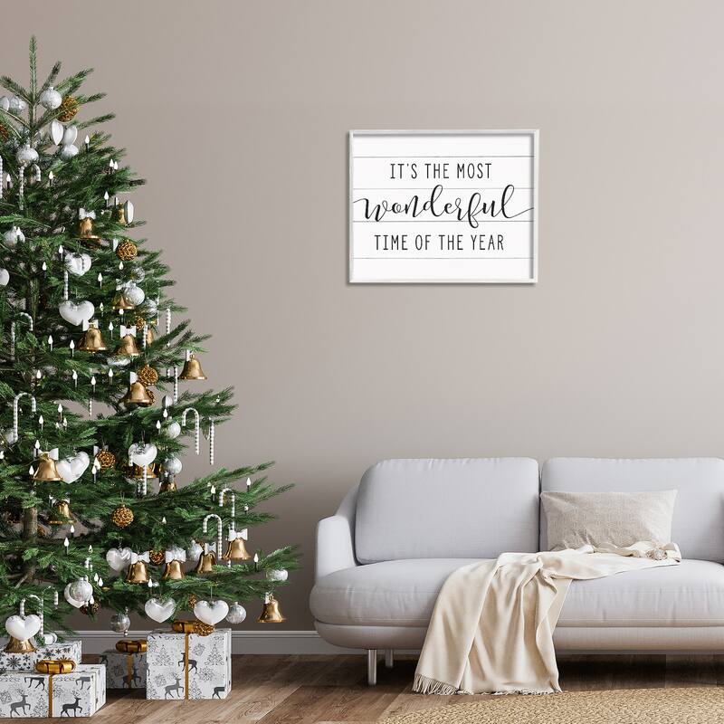 Stupell Holiday Most Wonderful Time Of The Year Framed Art, Design By Artist Lettered and Lined
