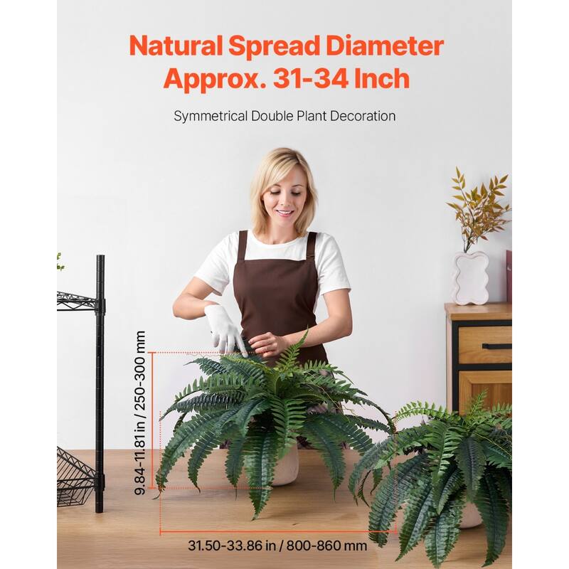 Green Artificial Silk Fabric Large Boston Fern Plant with Lush Branches