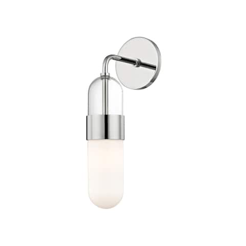 Mitzi by Hudson Valley Emilia LED Polished Nickel Wall Sconce, Clear Glass Top Opal Glass Bottom