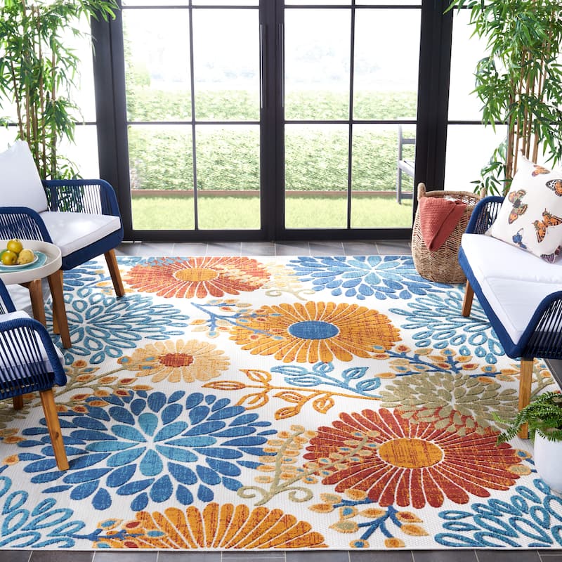 SAFAVIEH Cabana Hillechien Indoor/ Outdoor Waterproof Patio Floral Rug