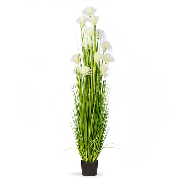 6 Feet High Artificial Reed Grass with Decorative Ivory Flowers