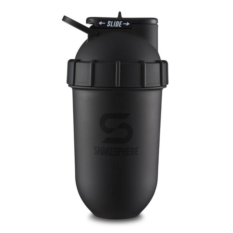 SHAKESPHERE Protein Shaker Bottle and Smoothie Cup 24 oz - Matte Black - Black Logo