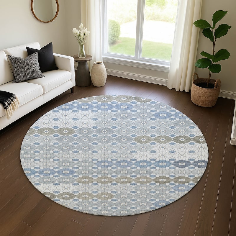 Premium Washable Super Soft Whimsy Mosaic Mayfield Rug - Denim - 8' x 8'