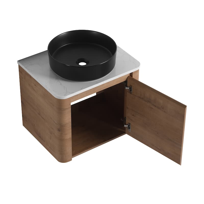 Wall-Mounted Bathroom Vanity With Ceramic Art Sink