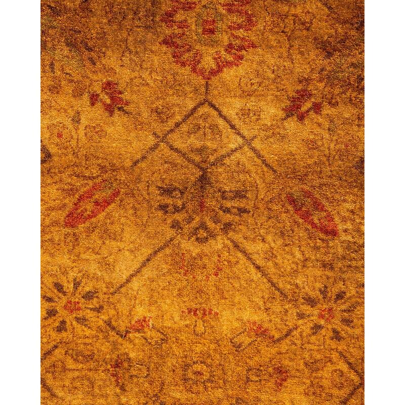 Overton Hand Knotted Wool Vintage Inspired Modern Contemporary Overdyed Gold Area Rug - 3' 3" x 4' 10"