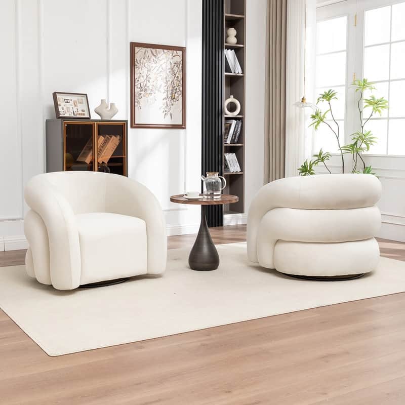 SEYNAR Modern Glam Velvet 360 Degree Swivel Accent Armchair with Tufted Back Set of 2