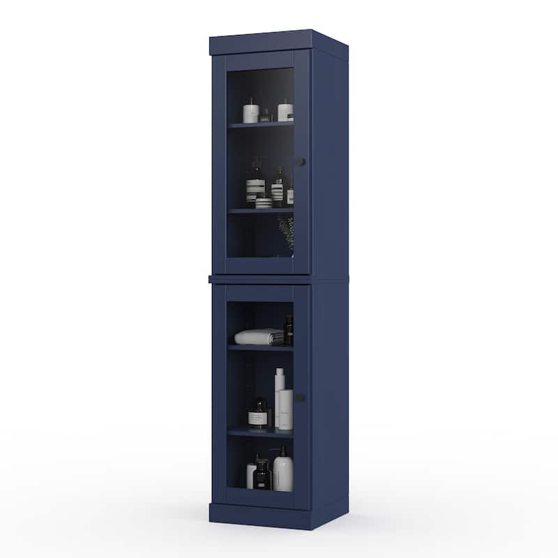 100% Solid Wood 16.5" Bathroom Cabinet with Optional Doors by Palace Imports - Navy-Glass