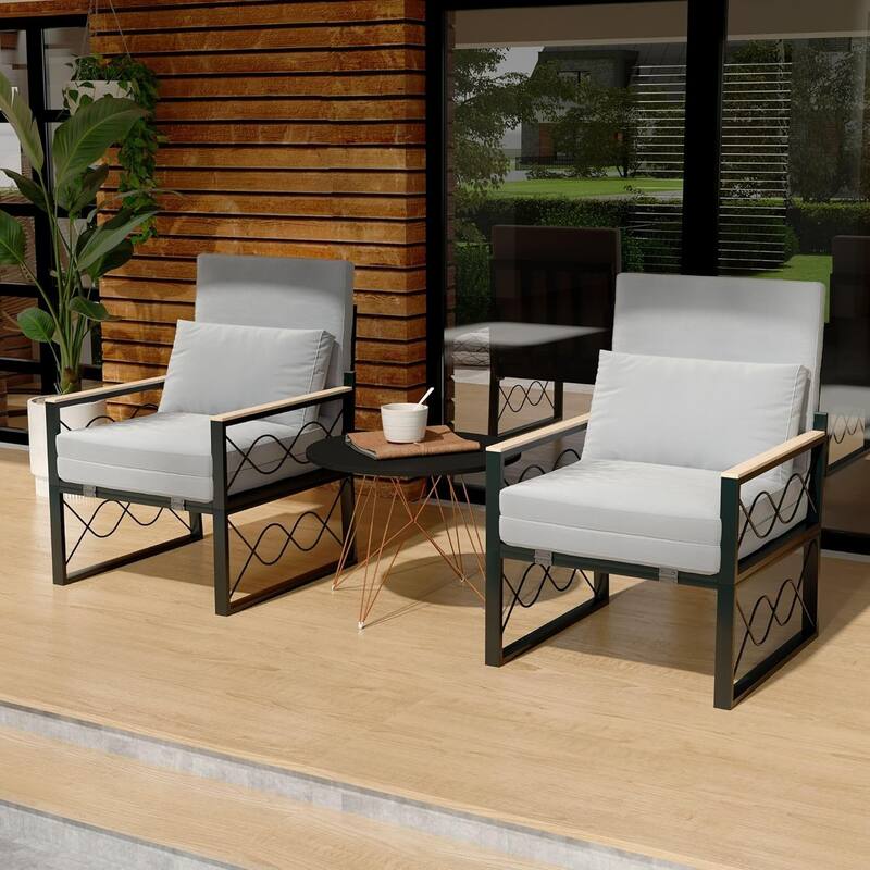 AECOJOY Outdoor Metal Chaise Lounge Chair, Convertible Patio Armchair with Cushions, Adjustable 5-Position Sun Recliner