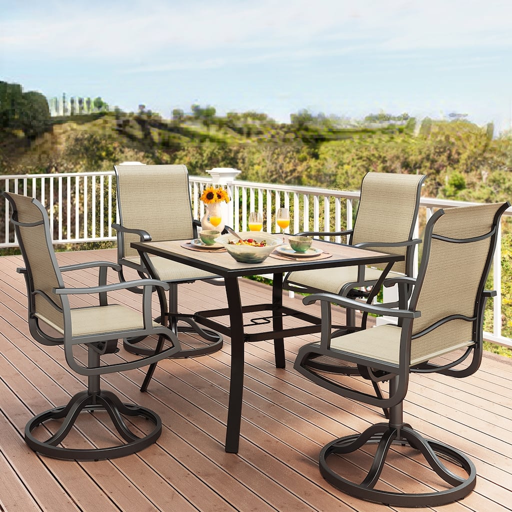 Outdoor Metal Swivel Bar Chairs Dining Chair Set of 2 - 23in