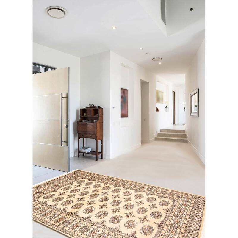 ECARPETGALLERY Hand-knotted Peshawar Bokhara Beige Wool Rug - 4'8 x 6'5