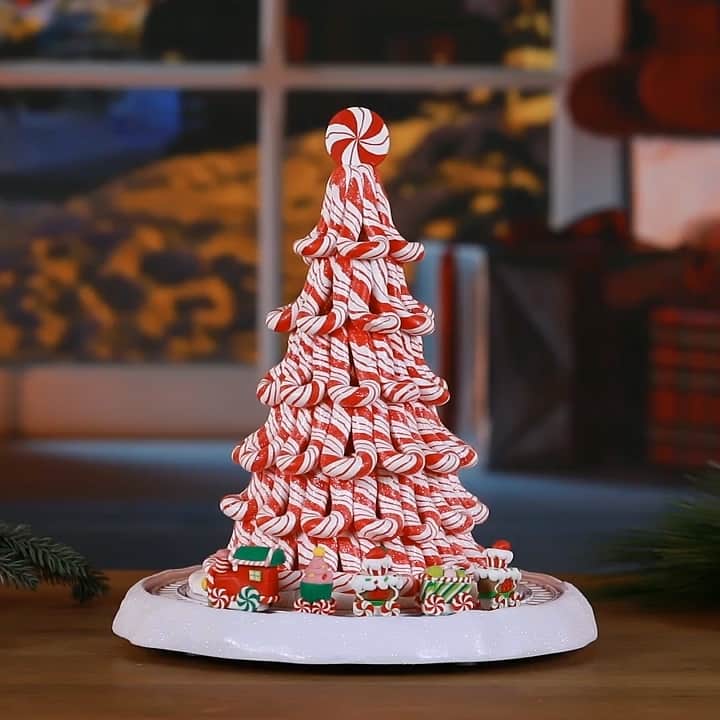 9 in. Peppermint Tree with Train
