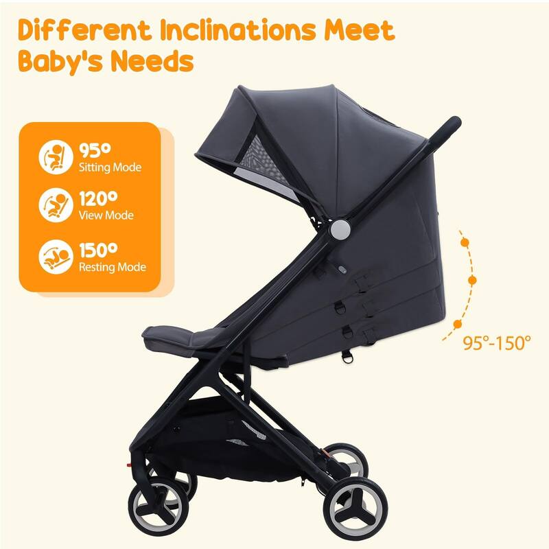 Compact One-Hand Fold Travel Stroller for Airplane Friendly