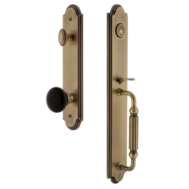 Grandeur Arc Solid Brass Rose Dummy Full Plate Full Plate 'F' Grip - Vintage Brass