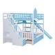 preview thumbnail 5 of 14, Blue Full over Full Size Solid Wood Castle Bunk Bed with Drawers & Slide