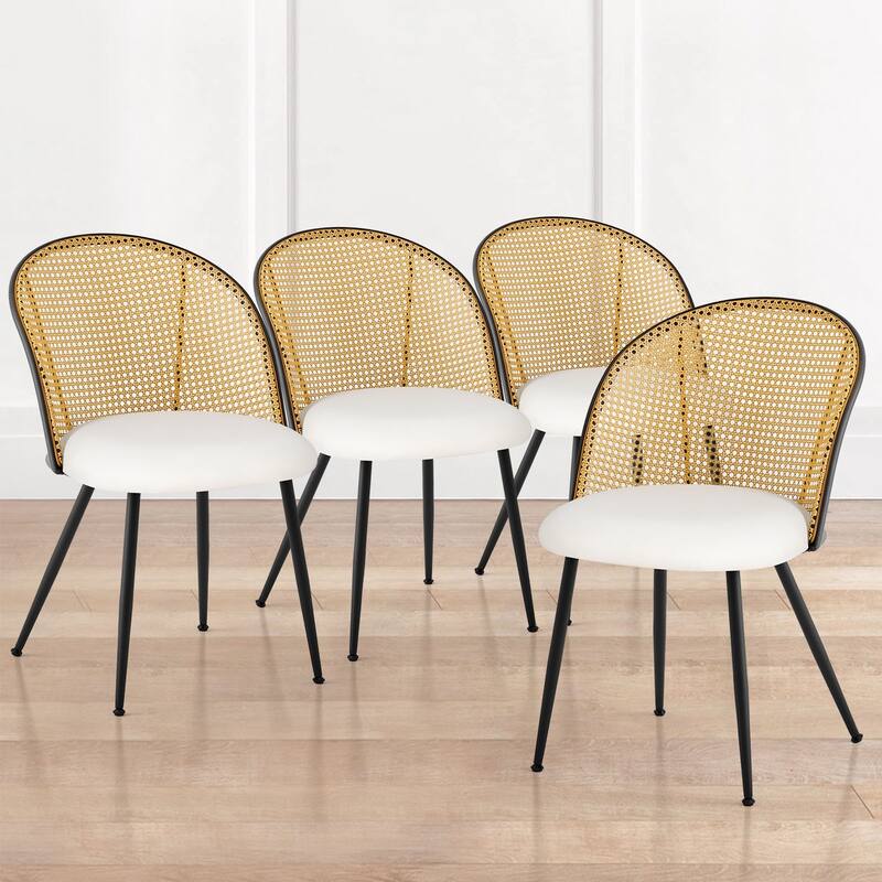 Modern Upholstered Rattan Dining Chairs Set of 2/4
