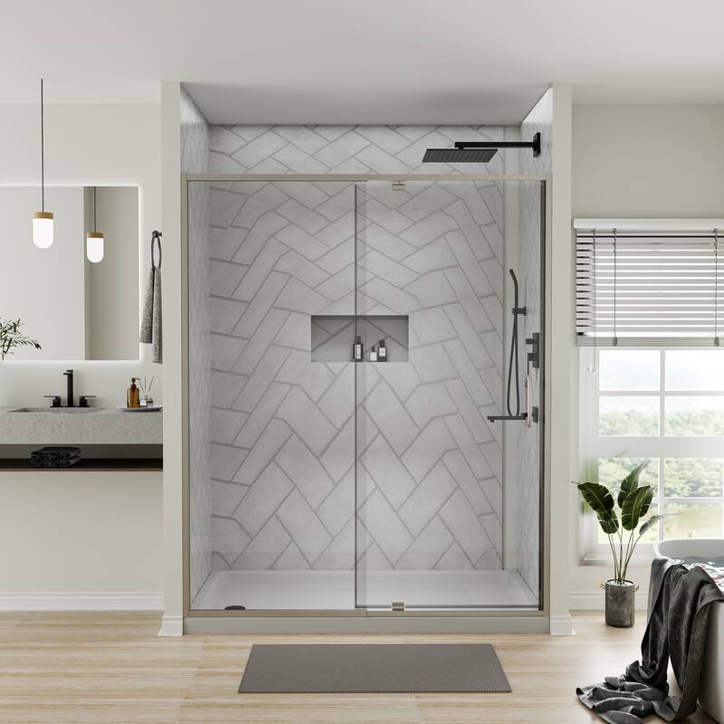 56-60" Bathtub Pivot Shower Screen Door - 60''x 71''