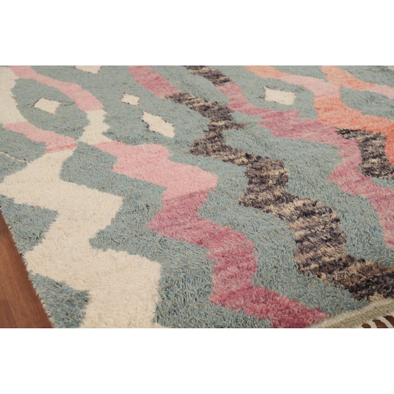 Moroccan Oriental Area Rug Hand-Knotted Wool Carpet - 6'1" x 10'11"