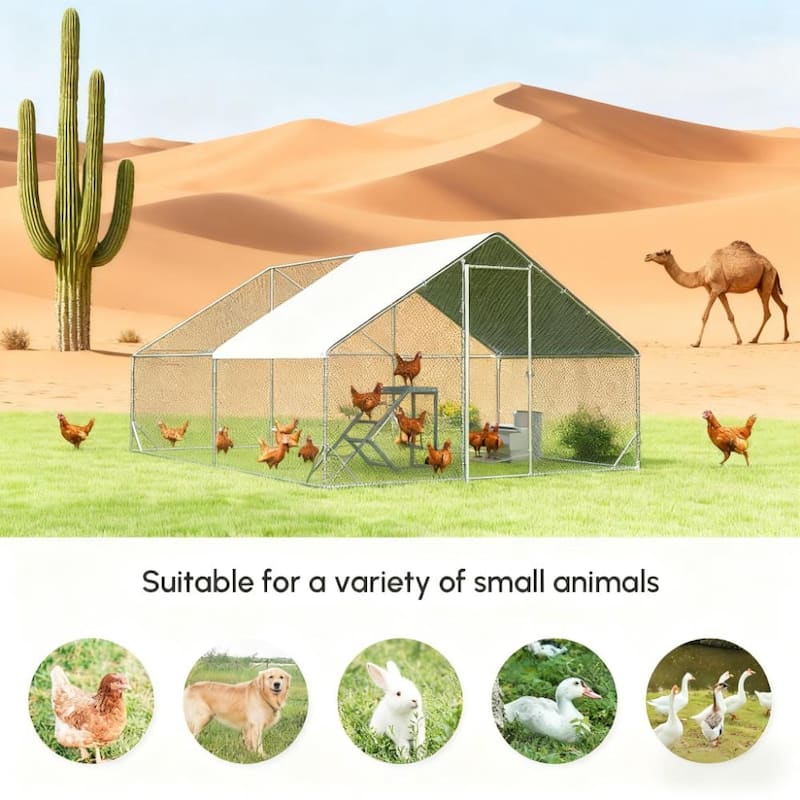 9.8' x 26.2' x 6.6' Chicken Coop Metal Chicken Run