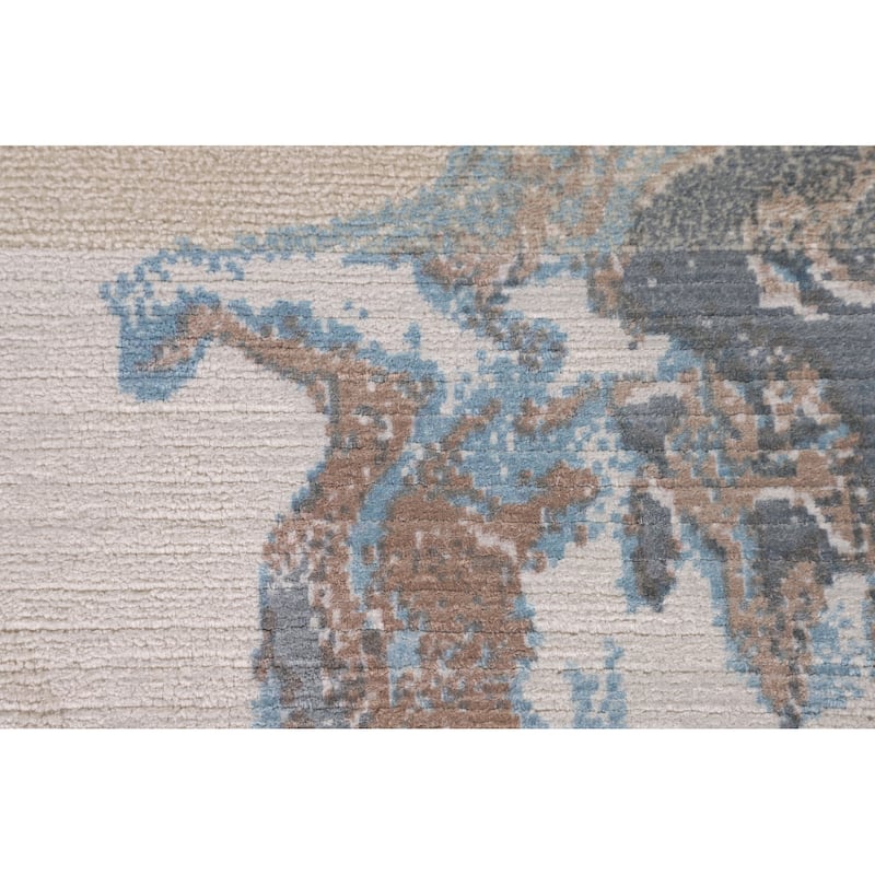 Modern Abstract Accent Rug Hand-Knotted Wool Carpet - 2'8"x 4'10"