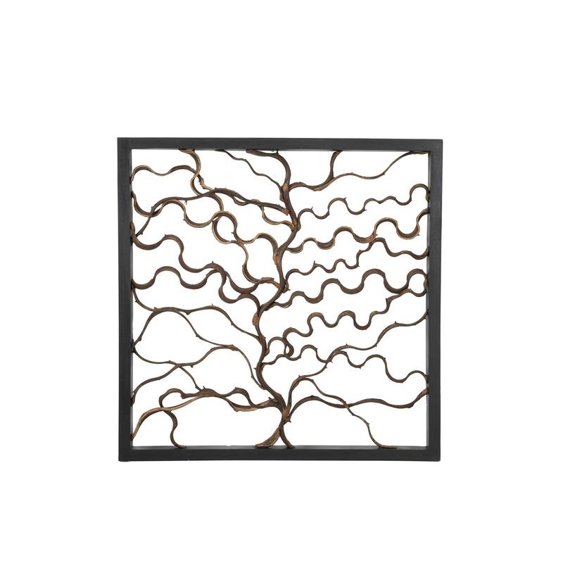 Wood Tree Branch Home Wall Decor with Black Frame - Brown - Roche River Decor