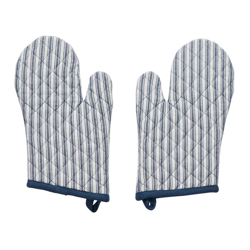 Sawyer Mill Blue Ticking Stripe Oven Mitt Set of 2 - 8x8