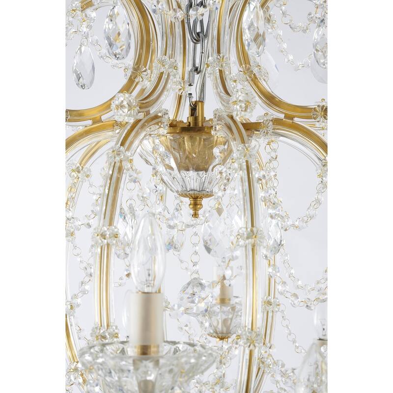 18-Light Satin Brass Chandelier With Clear Crystals