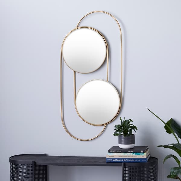 slide 1 of 6, Gold Iron Contemporary Wall Mirror 43 x 20 x 1 - 20 x 1 x 43Round