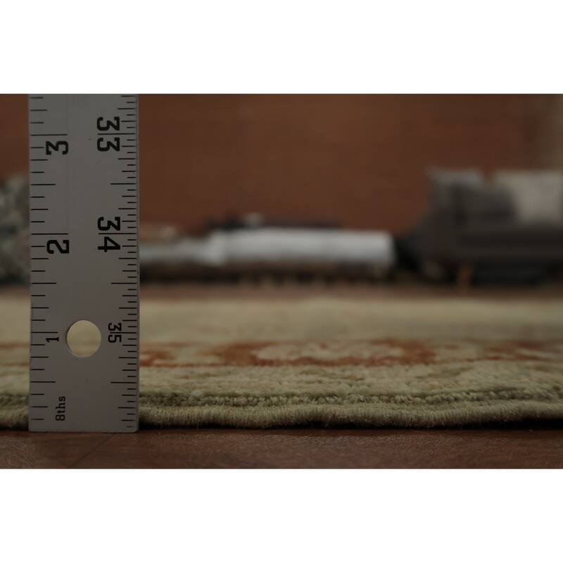 Hand Knotted Oriental 100% Wool Carpet Traditional Floral Green Peshawar Runner Rug - 19' 8'' X 2' 8''